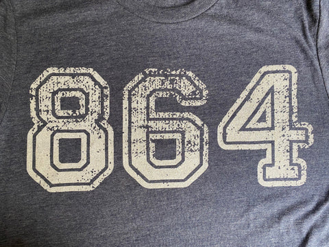 864 Area Code tee - long sleeve- heather navy