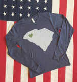 Greenville - SC State With Greenville Heart Tee - long sleeve (blue or gray)