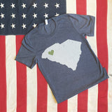 Greenville - SC State With Greenville Heart Tee- in gray heather or navy heather