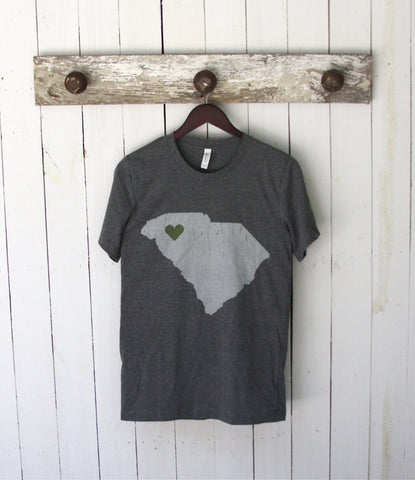 Greenville - SC State With Greenville Heart Tee- in gray heather or navy heather