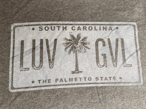 LUV GVL license plate tee - WHITE IMPRINT