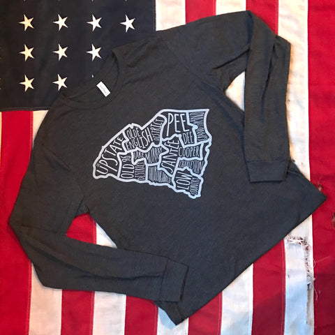 Regions of SC tee - long sleeve- dark charcoal heather