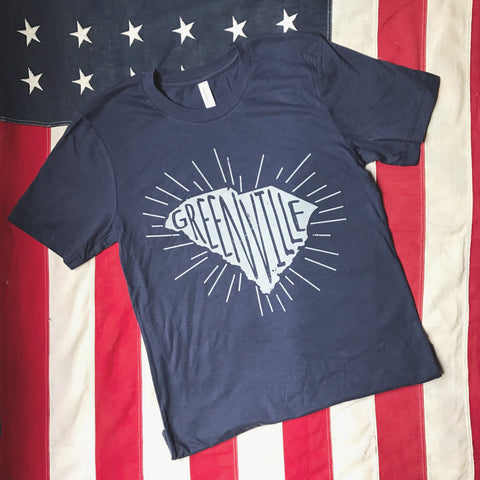 Greenville in SC tee with rays- navy